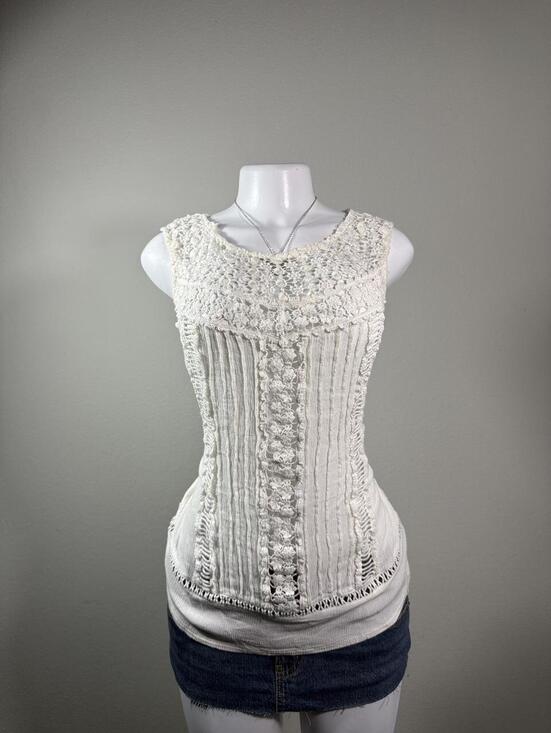Other - Solitaire Swim Ivory Crochet Lace Sleeveless Cover-Up Top